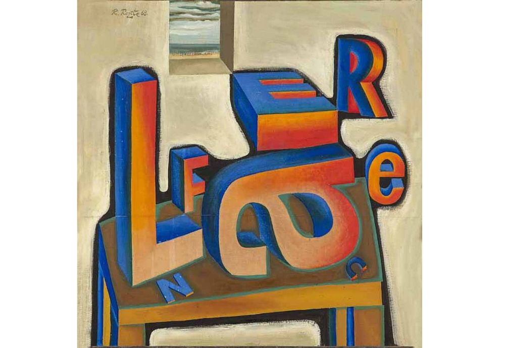 Rūsiņš Rozīte. "Literāta klusā daba". 1968. Audekls, eļļa. LNMM kolekcija.