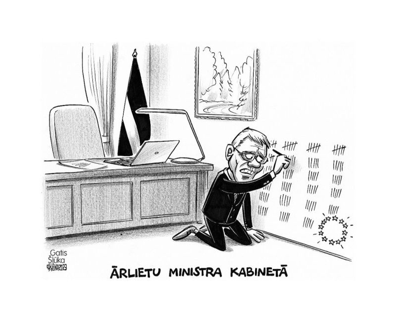 Zīmē Gatis Šļūka. Ārlietu ministra kabinetā
