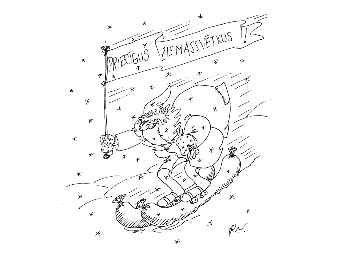 Zīmē Romans Vitkovskis. Priecīgus Ziemassvētkus!