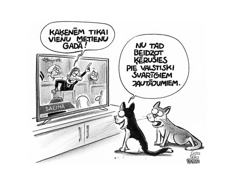 Zīmē Gatis Šļūka. Beidzot ķērušies pie valstiski svarīgiem jautājumiem!