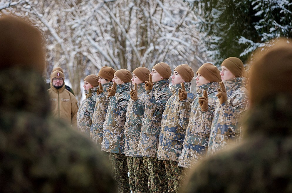 Jaunsardzes solījuma ceremonija Ziemassvētku kauju muzejā 6. janvārī.