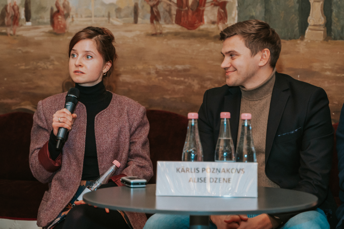 Daudzsēriju filmas "Pansija pilī" preses konference,