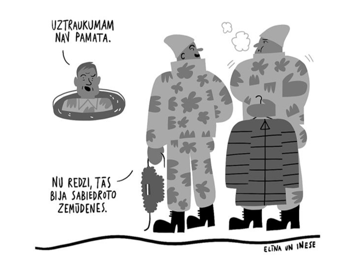 Zīmē Elīna Brasliņa. Vecas un jaunas karavīru anekdotes