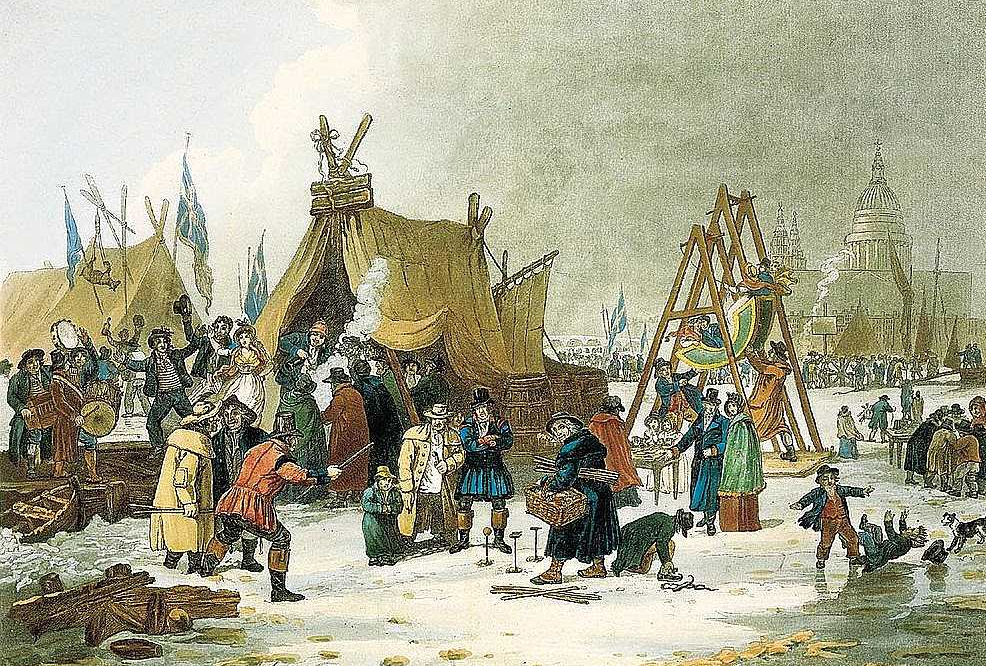 Temzas ledus gadatirgus 19. gs. sākumā.