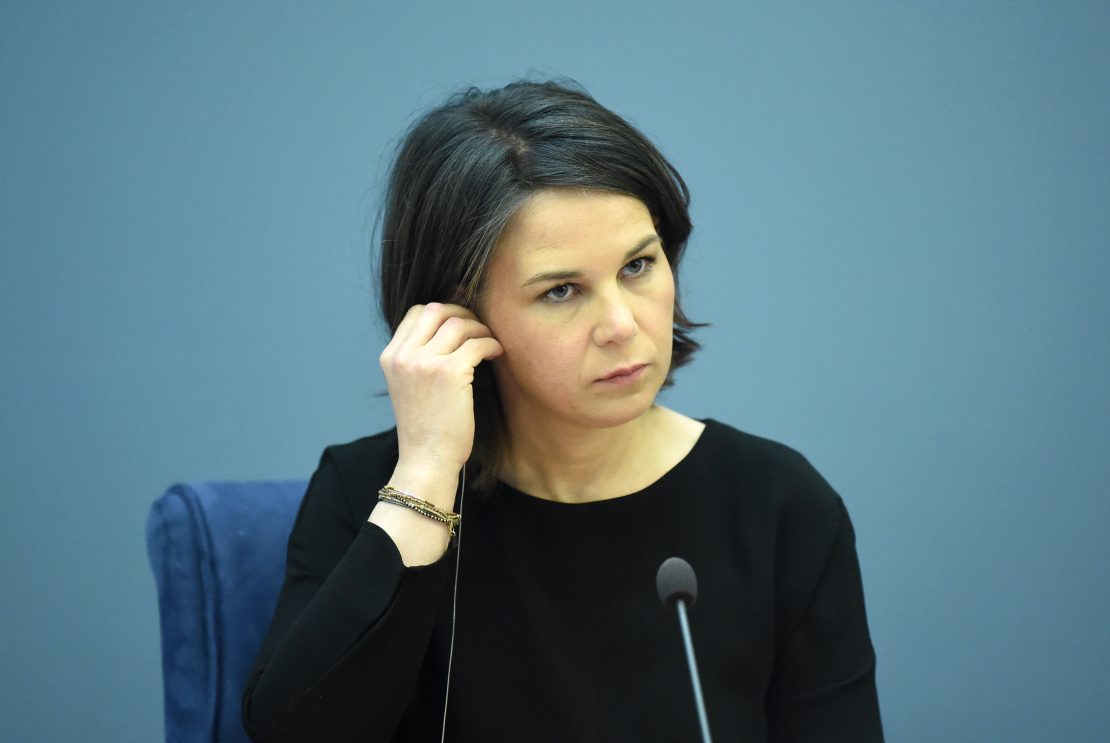 Vācijas ārlietu ministre Annalēna Bērboka piedalās preses konferencē pēc tikšanās ar Latvijas ārlietu ministru Ārlietu ministrijā.