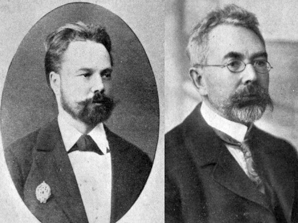 No kreisās: inženieris Aleksandrs Balodis un prof. Dr. Kārlis Balodis.