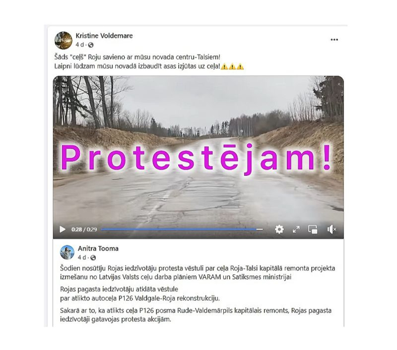 Aktīva iedzīvotāju grupa rosina diskusiju par Rojas atdalīšanu no Talsu novada. Galvenais uzdevums esot pievērst augstākās varas uzmanību katastrofālajā stāvoklī esošā ceļa Roja–Valdgale atjaunošanai. Par neapmierinošo ceļu stāvokli Rojas un apkaimes iedzīvotāji protestē arī sociālajos tīklos.