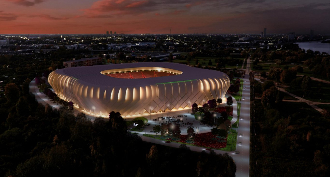Lucavsalas nacionālā futbola stadiona vizualizācija.