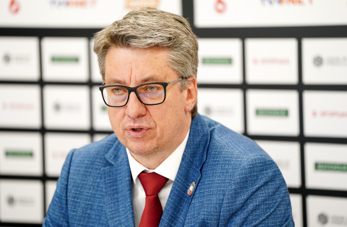 Latvijas hokeja izlases galvenais treneris Harijs Vītoliņš piedalās preses konferencē, kurā tiek paziņots hokeja izlases sastāvs 2024. gada pasaules čempionātam Ostravā un Prāgā.