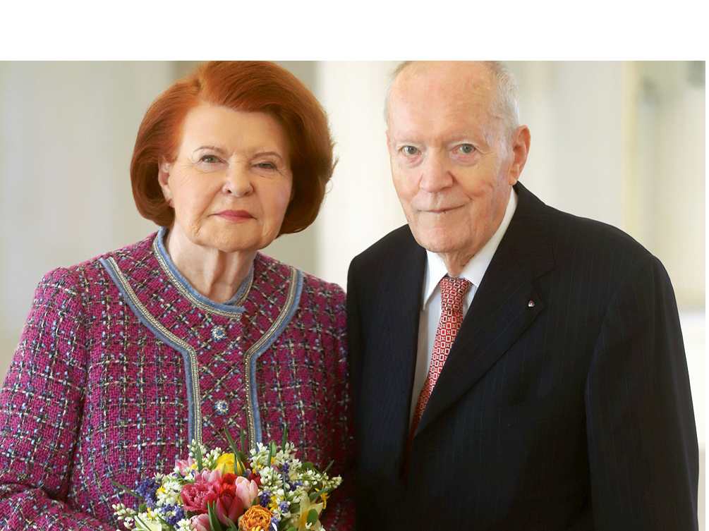 Vaira Vīķe-Freiberga ar dzīvesbiedru Imantu Freibergu.
