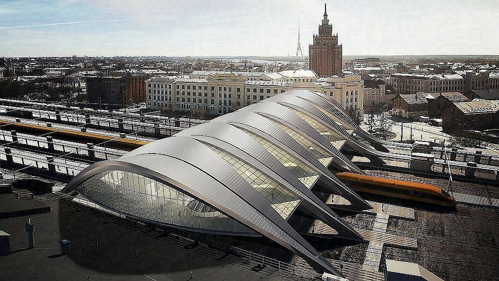 "Rail Baltica" stacijas projekta vizualizācija.