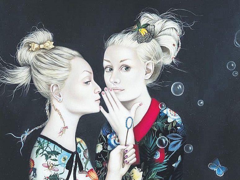 Anna Baklāne. Apgaismotās. Audekls, eļļa, 110 x 95 cm, 2017.