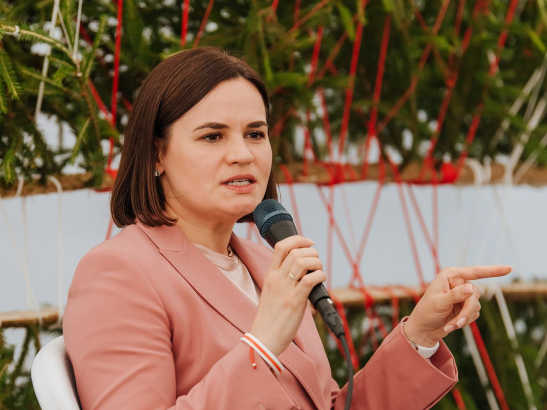 Baltkrievijas demokrātiskās opozīcijas līdere Svjatlana Cihanouska sarunu festivālā "Lampa".