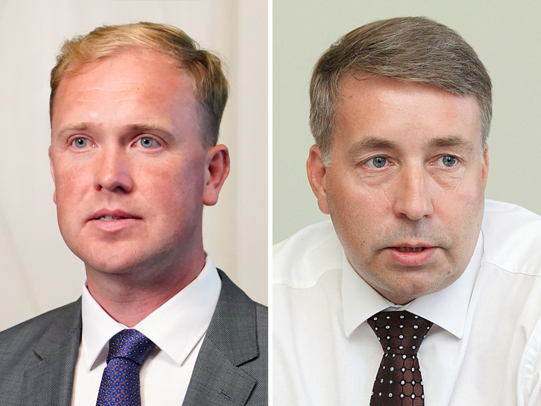 Ekonomikas ministrs Viktors Valainis un labklājības ministrs Uldis Augulis.