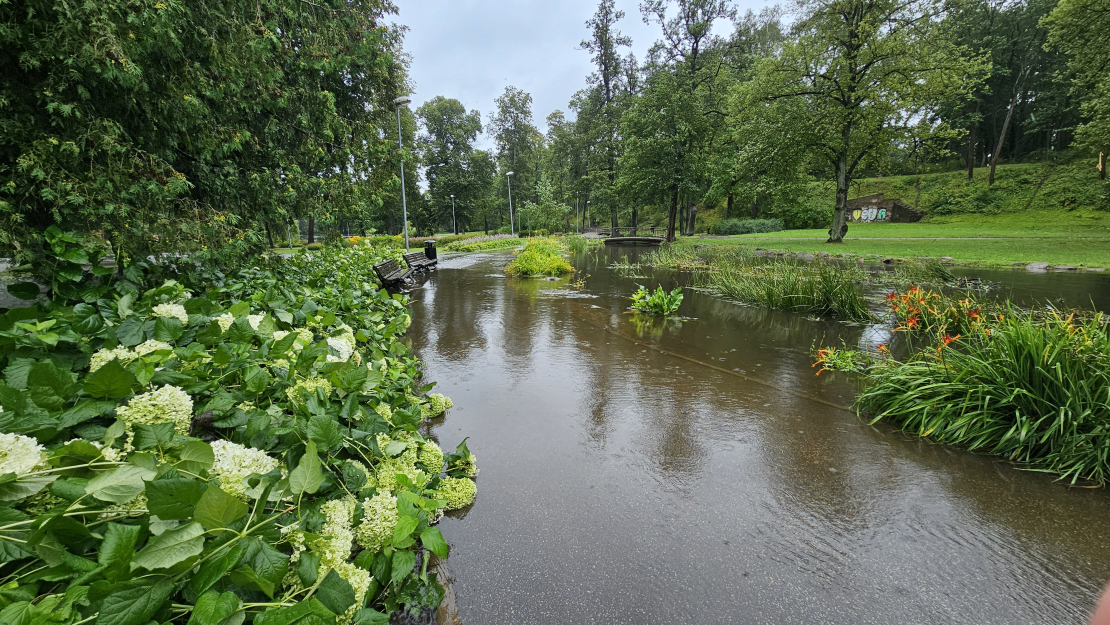 Arkādijas parks. Vētras sekas. Plūdi.