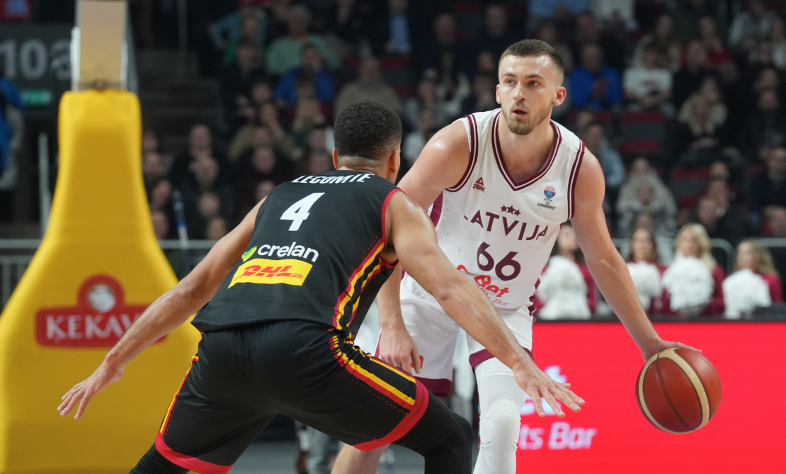 2025. gada Eiropas čempionāta kvalifikācijas turnīra spēle basketbolā vīriešiem starp Latvijas un Beļģijas komandām "Arēnā Rīga". Kristers Zoriks.