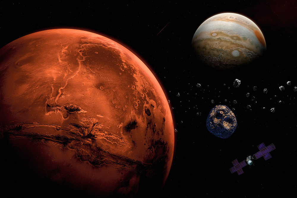 Starp Marsu un Jupiteru – dzelzs asteroīds Psīhe.