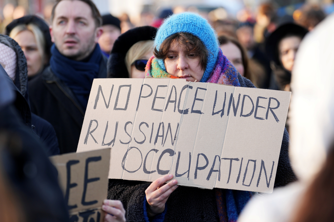 Ukrainas atbalsta akcija pie Brīvības pieminekļa.