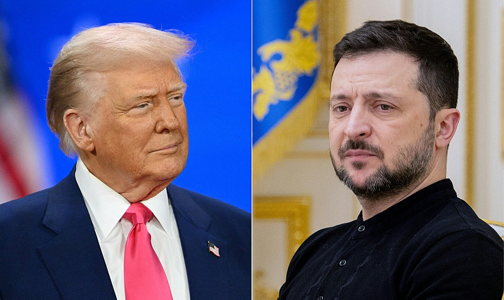Donalds Tramps un Volodimirs Zelenskis.
