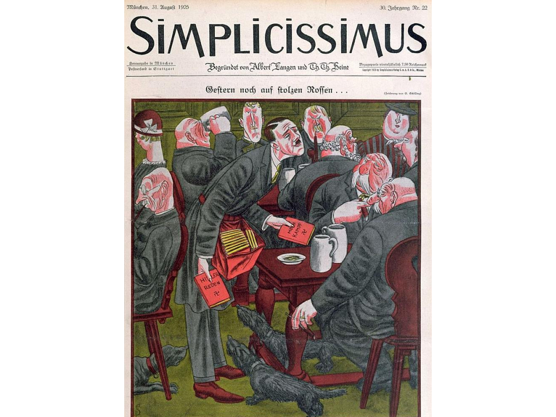 Ā. Hitlers piedāvā savu grāmatu. 1925. gada karikatūra.