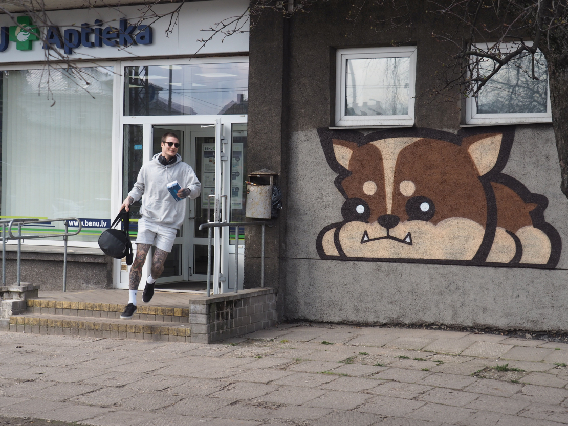 Grafiti iepretim Latvijas Nacionālās bibliotēkas ēkai.