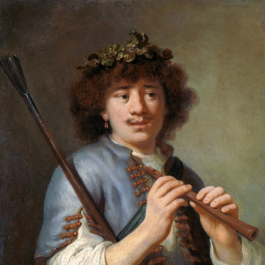 Rembranta pašportrets ar flautu 1636. gadā.