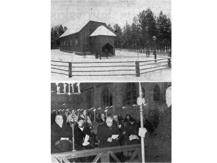 Usmas baznīca un tās iesvētīšana 1935. gada 13. decembrī.