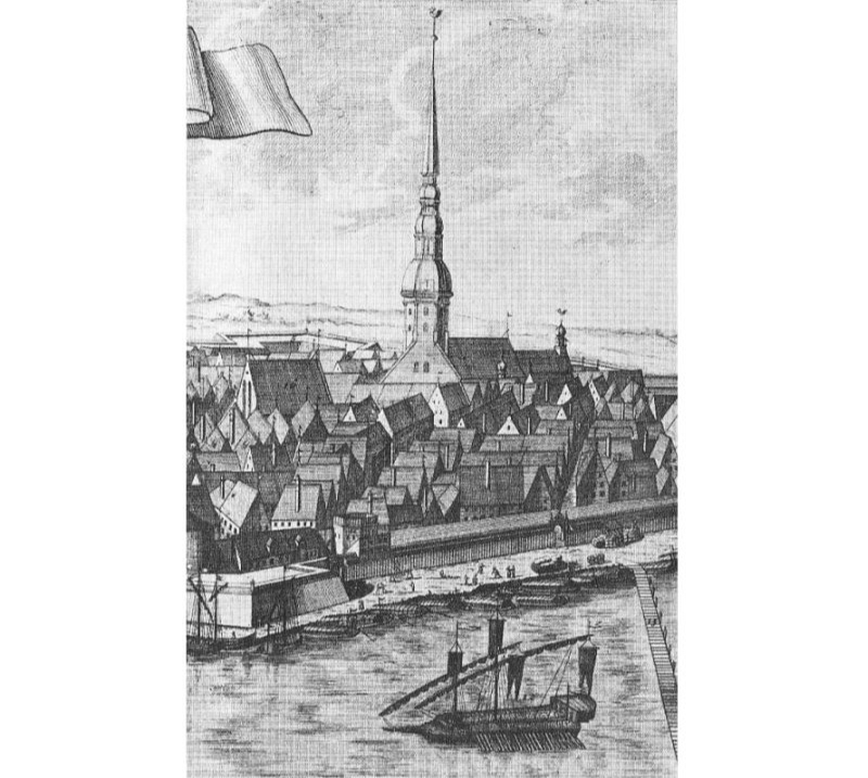 Sv. Pētera baznīca Rīgā 1720. gadā.