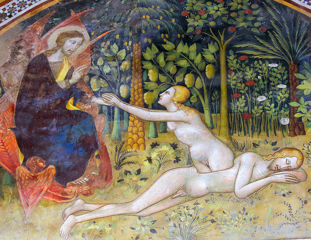 Renesanses mākslinieka Bartolo di Fredi freska “Ievas radīšana”. 1365. gads.