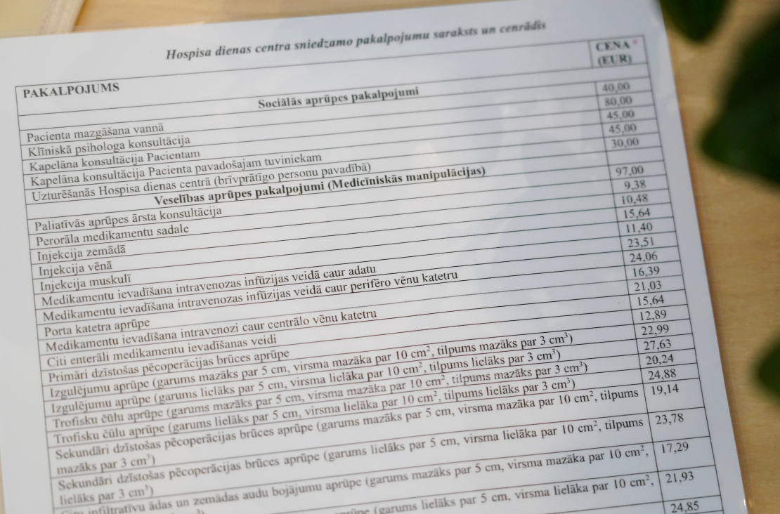 Sociālā uzņēmuma "Hospiss māja" aprūpes dienas centra telpas.