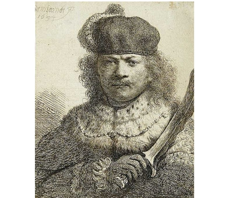 Viens no Rembranta van Reina (1606–1669) pašportretiem.