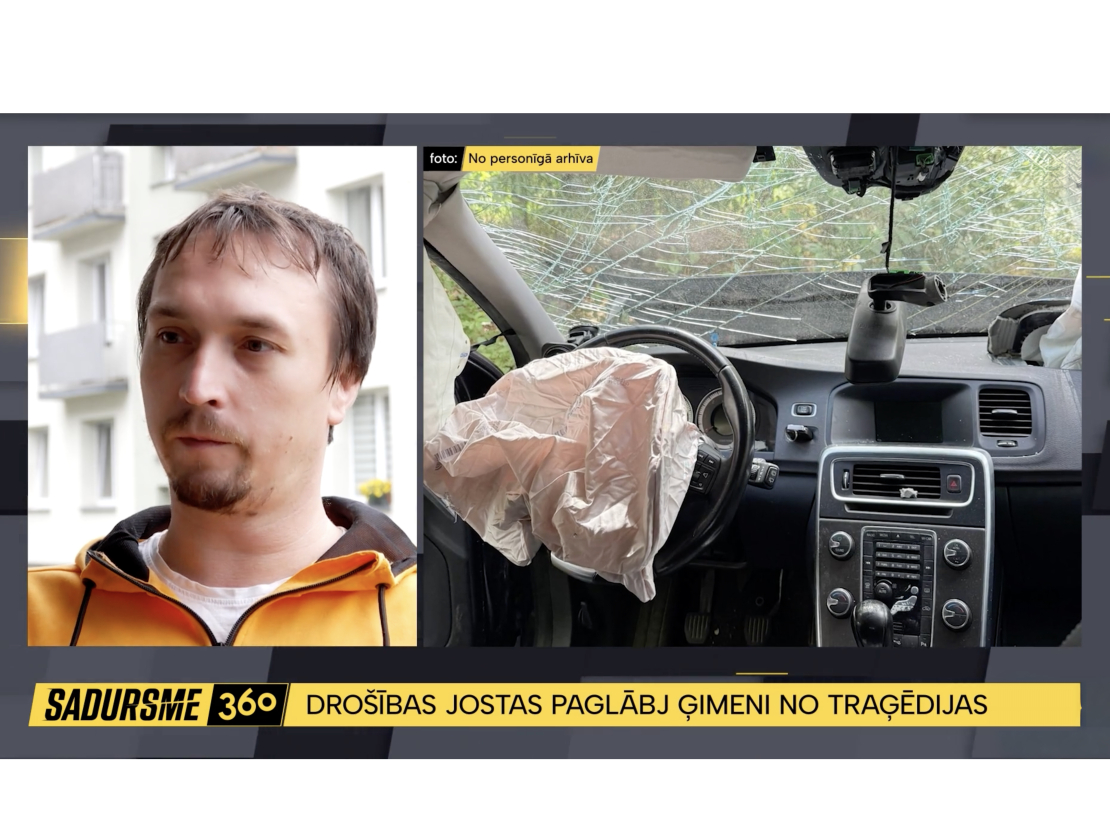 Ģimeni pasargāja drošības jostas.