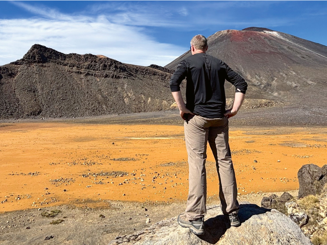 Raksta autors Torgariro vulkāna pakājē.