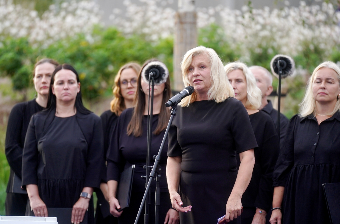 Zolitūdes traģēdijas upuriem veltītā Atceres dārza atklāšanas pasākums 2026. gada 1. septembrī.