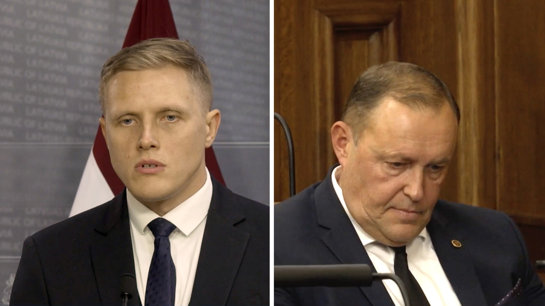 Iekšlietu ministrs Jānis Dombrava un satiksmes ministrs Rihards Kozlovskis.