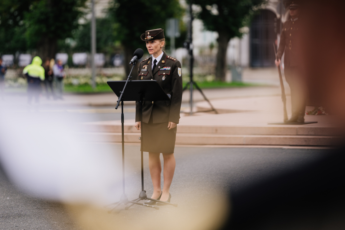 Anastasija Bļodone Tēva dienas gājienā Rīgā.