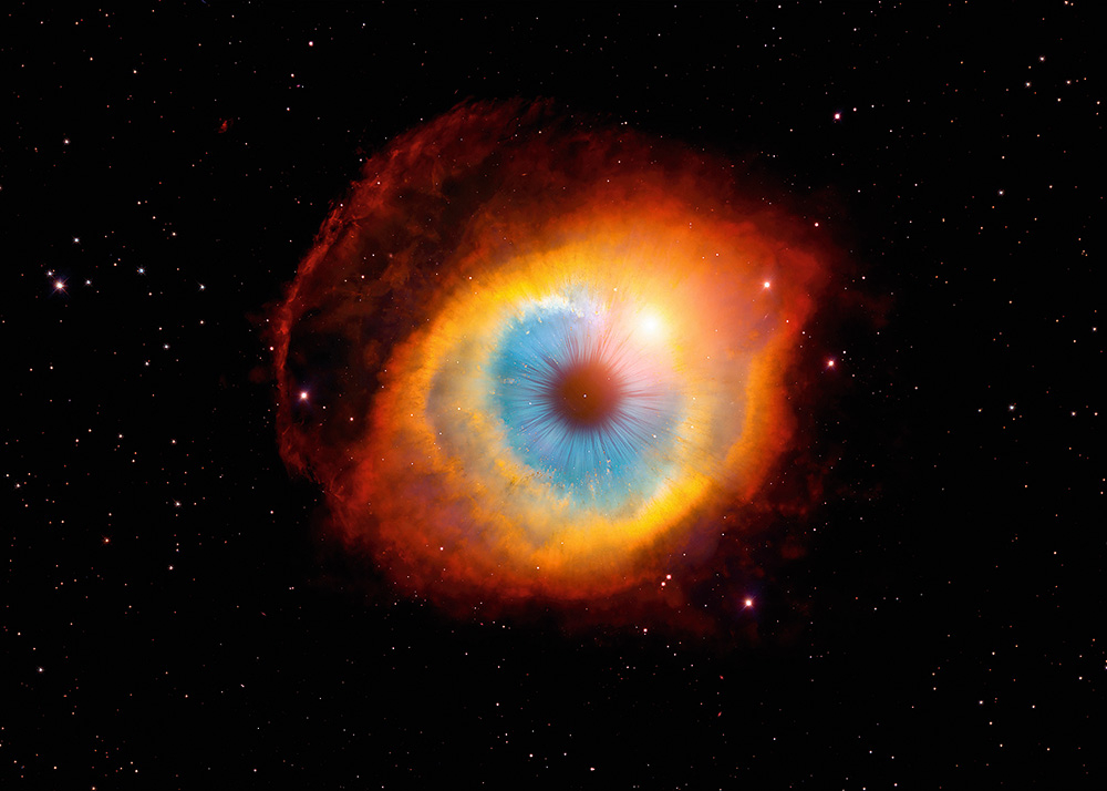 Heliksa miglāja jeb NGC 7293 attēls. Popkultūrā Heliksa miglājs dažkārt tiek dēvēts par "Dieva aci".
