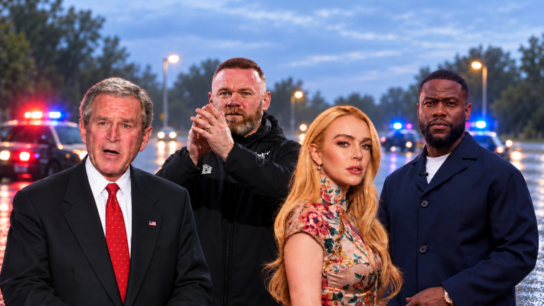 Džordžs Bušs, Veins Rūnijs, Lindsija Loena, Kevins Hārts.