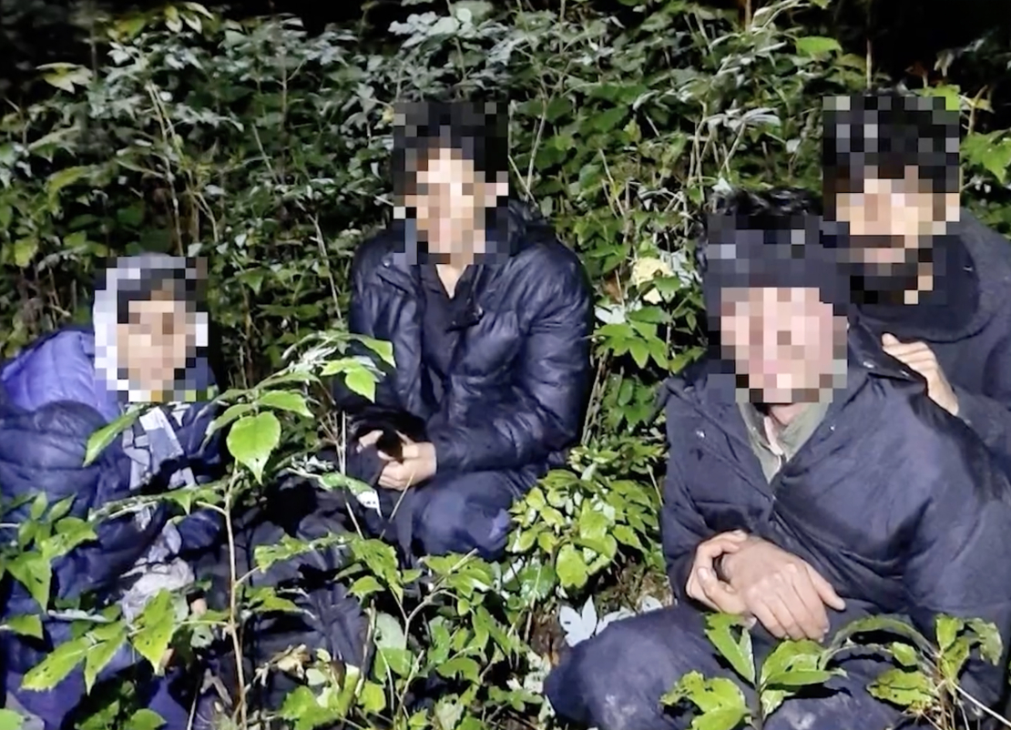 Piesaistot robežsargu kinologu ar dienesta suni, tuvējā mežā tika atrastas četras personas bez derīgiem dokumentiem. 