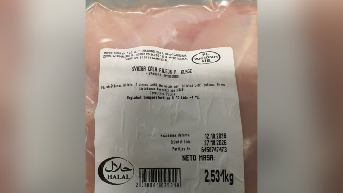 Cāļa fileja, kurā konstatētas salmonellas.