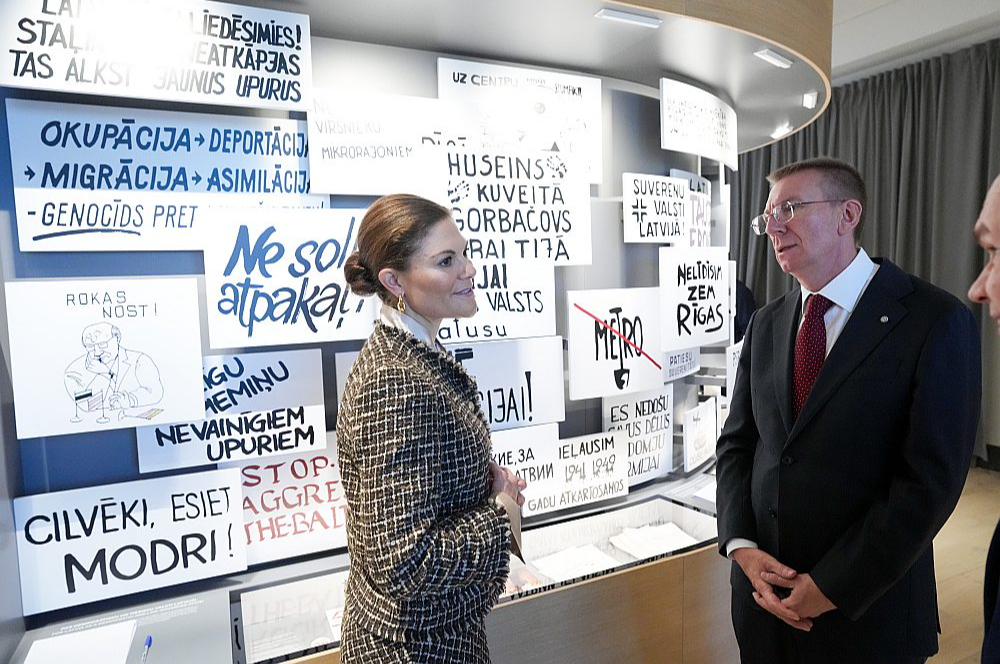 Zviedrijas kroņprincese Viktorija un Latvijas Valsts prezidents Edgars Rinkēvičs Latvijas Nacionālajā vēstures muzejā.
