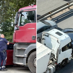Kravas automašīnas taranējušas vieglos spēkratus. Kravas automašīnas taranējušas vieglos spēkratus.