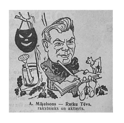 Jāņa Dreslera 30. gados zīmētais Rutku Tēva šaržs.