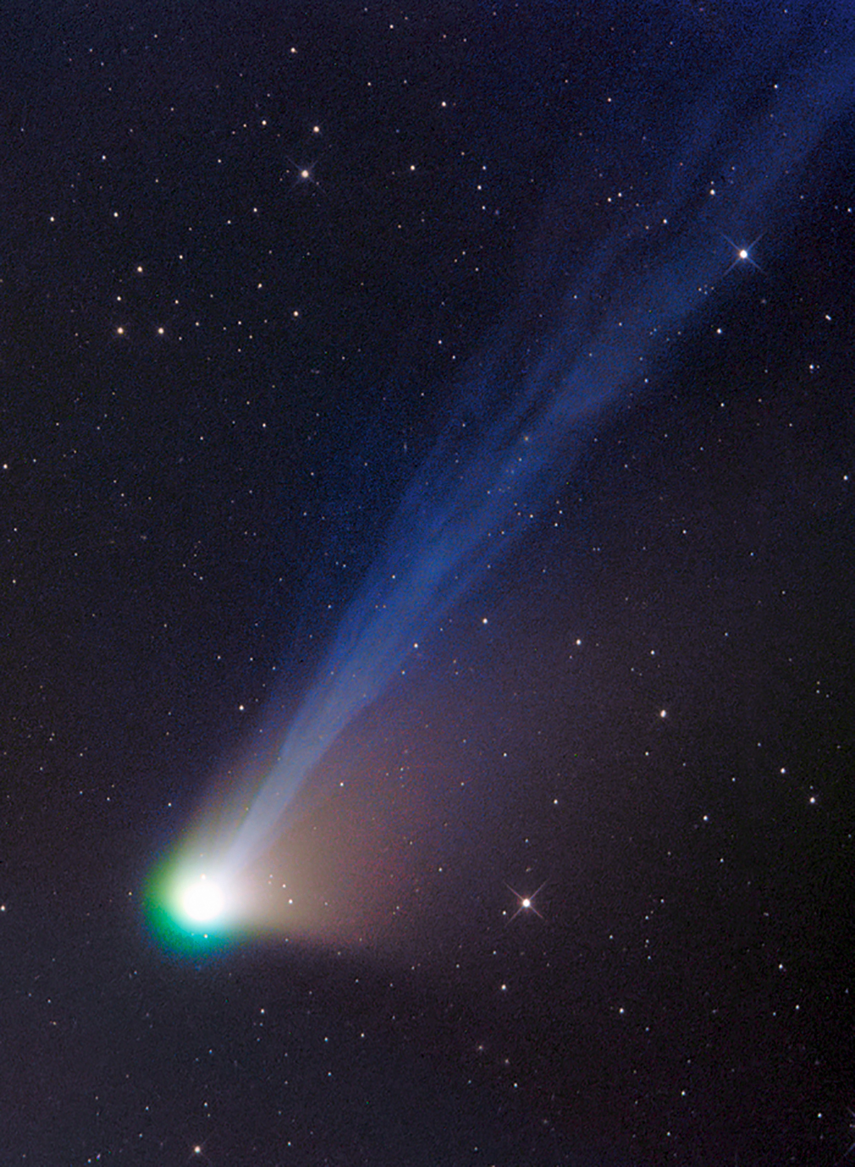 Komētas ‘C/2012 F6’ putekļu un jonu astes.