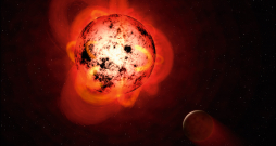 Sarkanā pundurzvaigzne, ap kuru riņķo hipotētiska eksoplaneta.