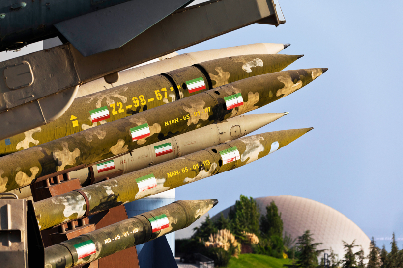 Irānas ballistiskās raķetes militārā muzeja ekspozīcijā Teherānā.