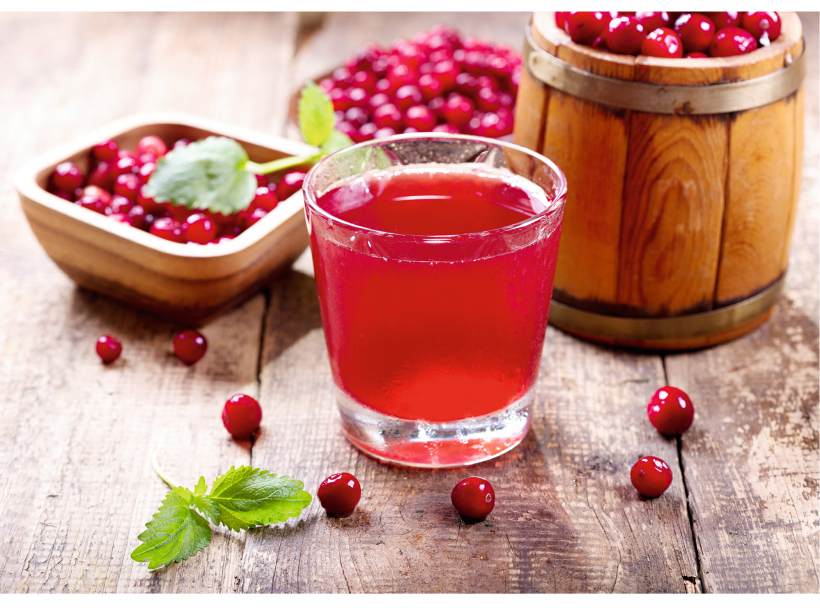 Aromātisks dzērveņu dzēriens.