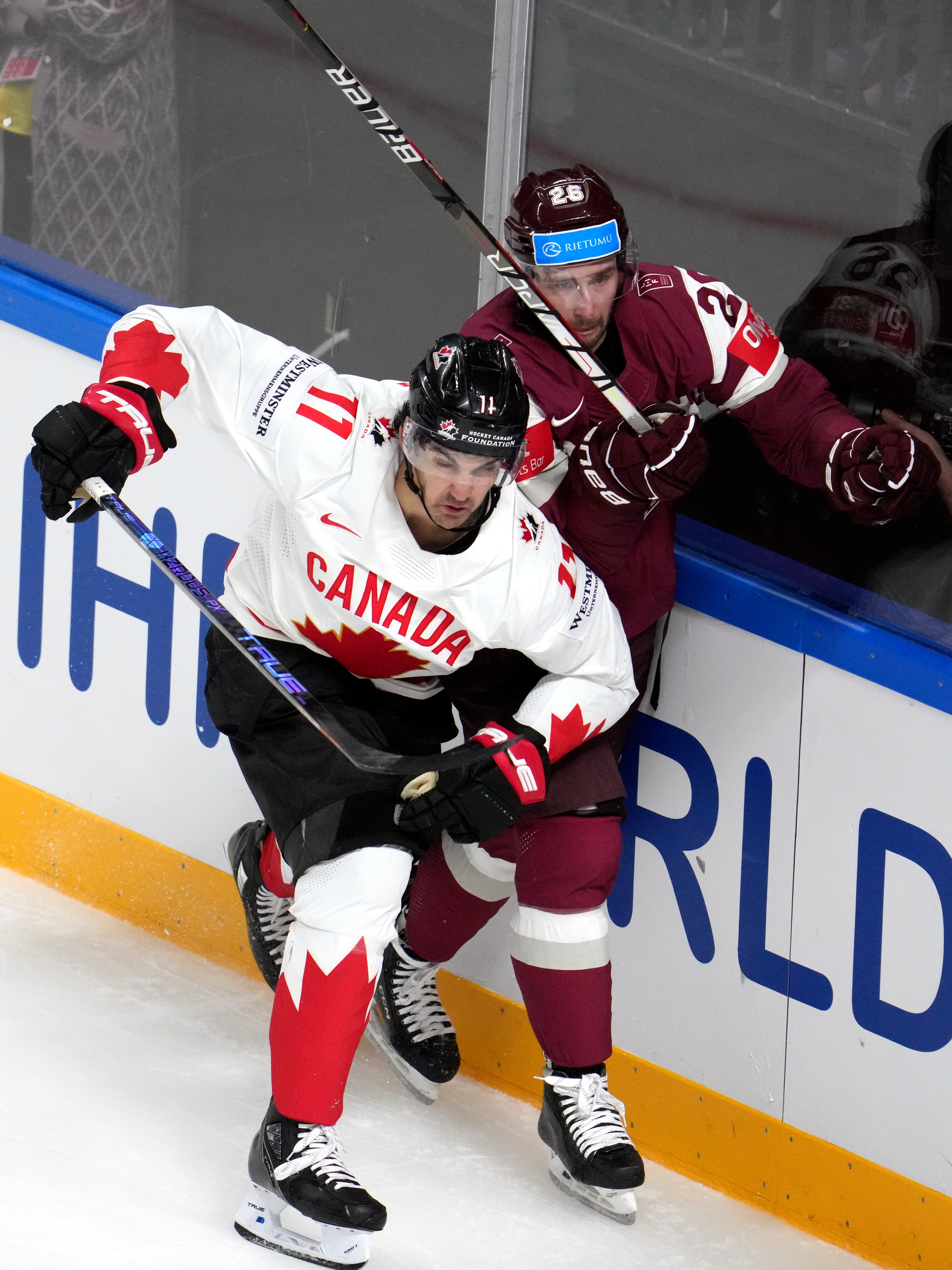 Pasaules hokeja čempionāta spēle starp Latvijas un Kanādas valstsvienībām ''Arēnā RĪga''.