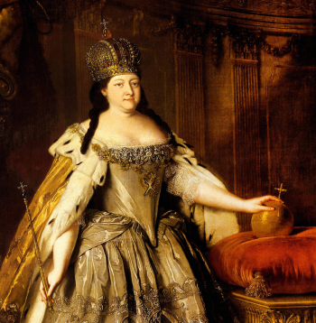 Luija Karavaka 1730. gadā gleznotais imperatores Annas parādes portrets.