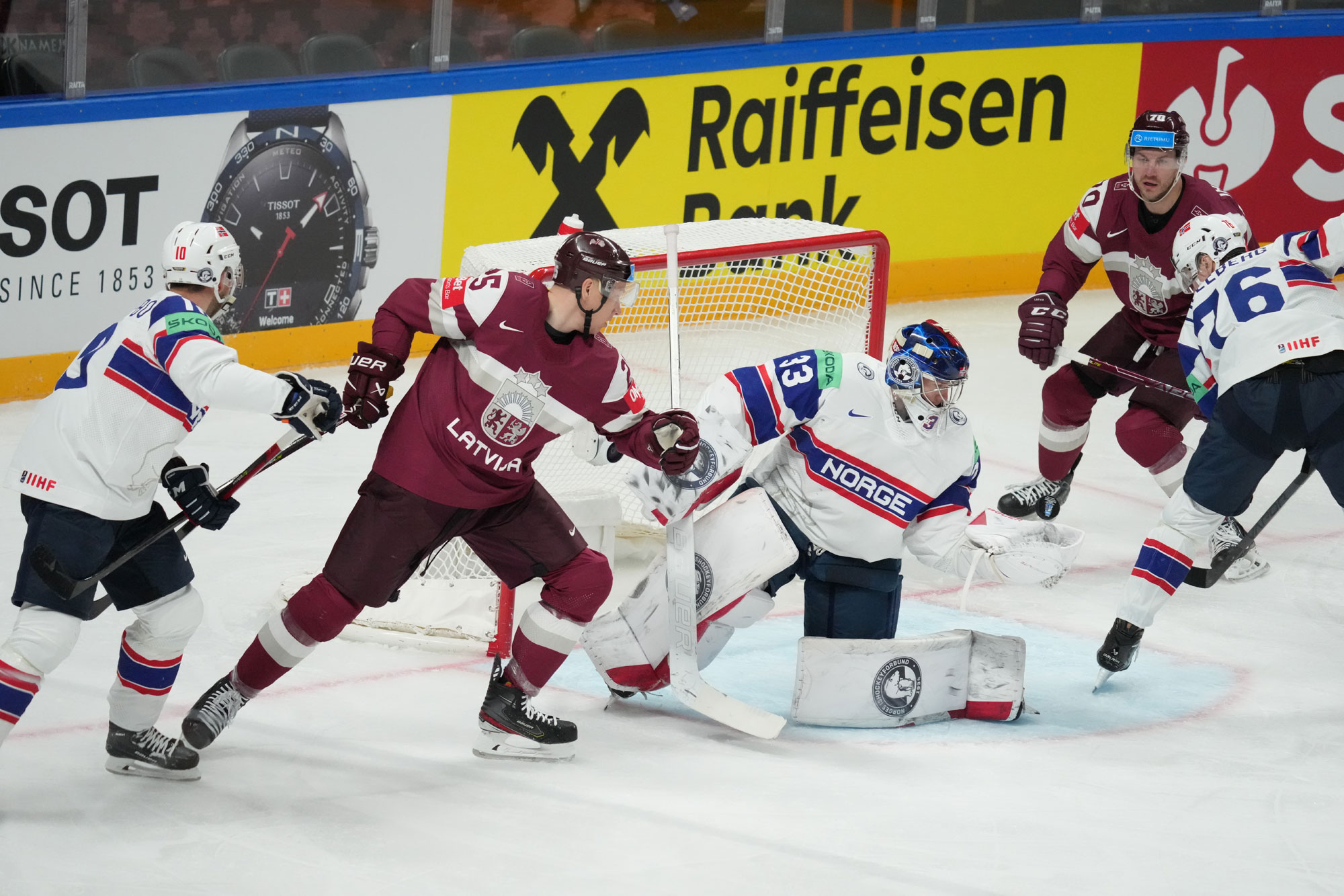 Latvijas hokejistiem uzvara pasaules čempionāta mačā ar Norvēģiju.